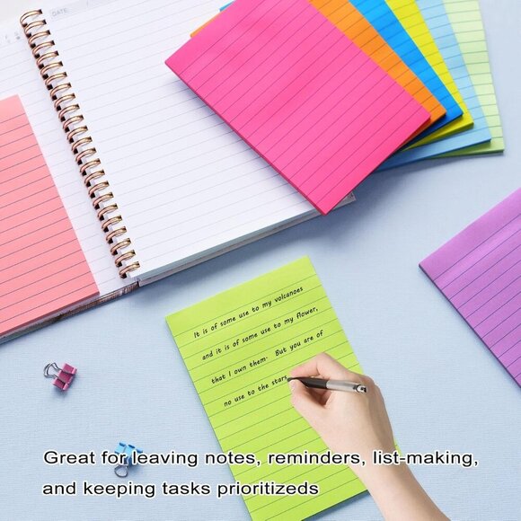9 Pack Lined Sticky Notes 4x6 in Post Sticky Notes with Lines, 9 Bright Colors L - Picture 3 of 6
